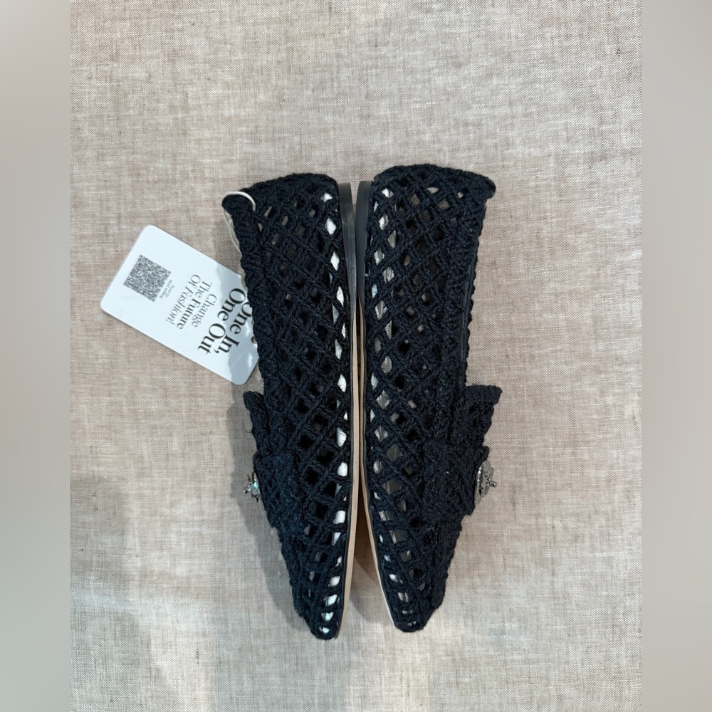 NEW wt tags & box CHANEL Black Crochet Loafers wt Heart interlocking - size 37,5 - Picture 7 of 16
